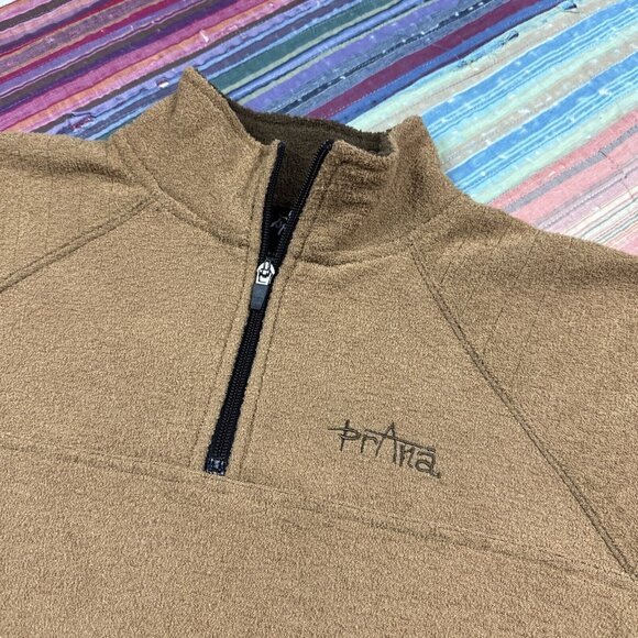 Prana Light Brown 1/4 Zip Fleece Pullover Gorcore Hiking Camping Mens Large - Picture 2 of 10